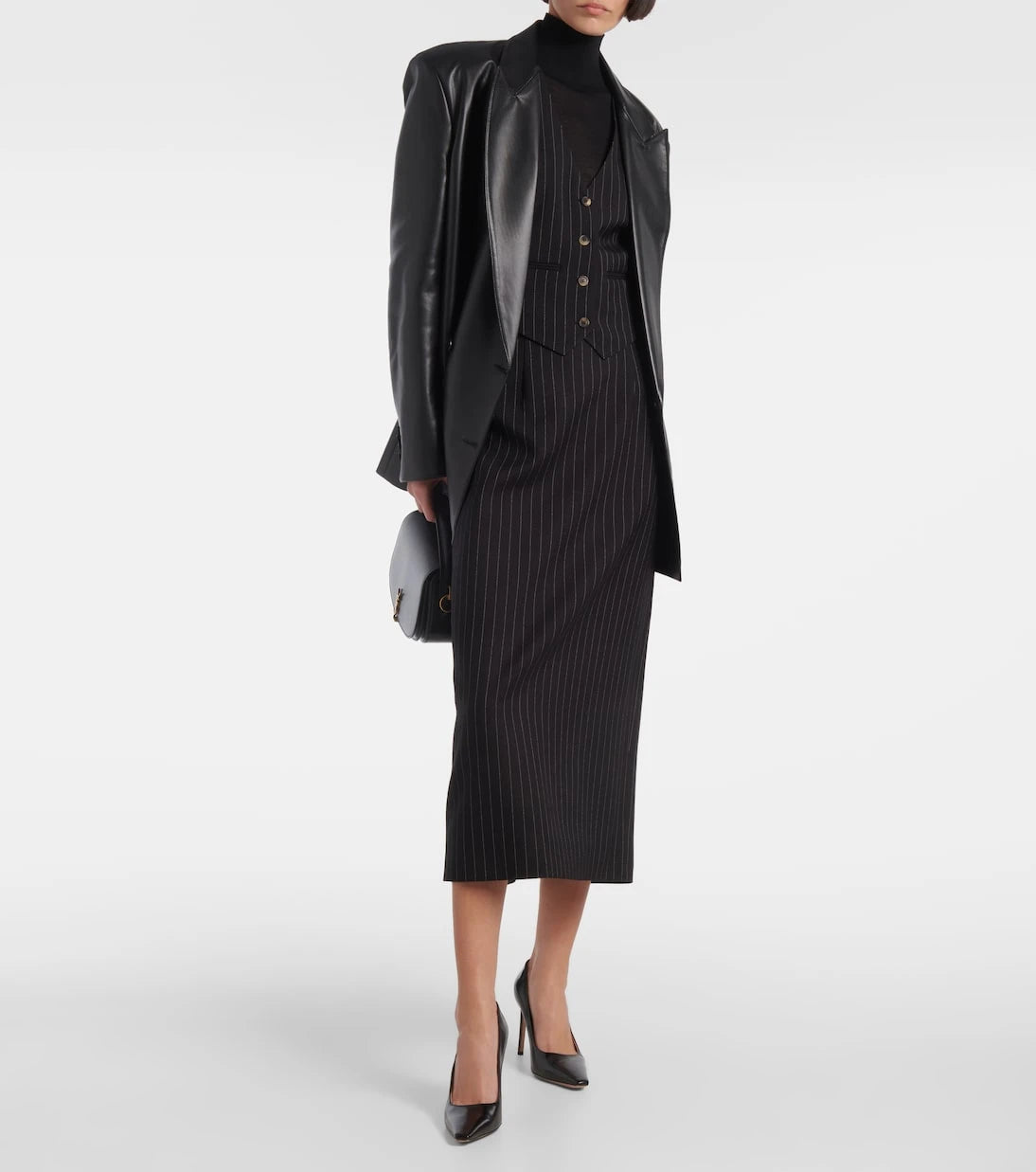 Wardrobe.NYC - Contour pinstripe wool midi skirt