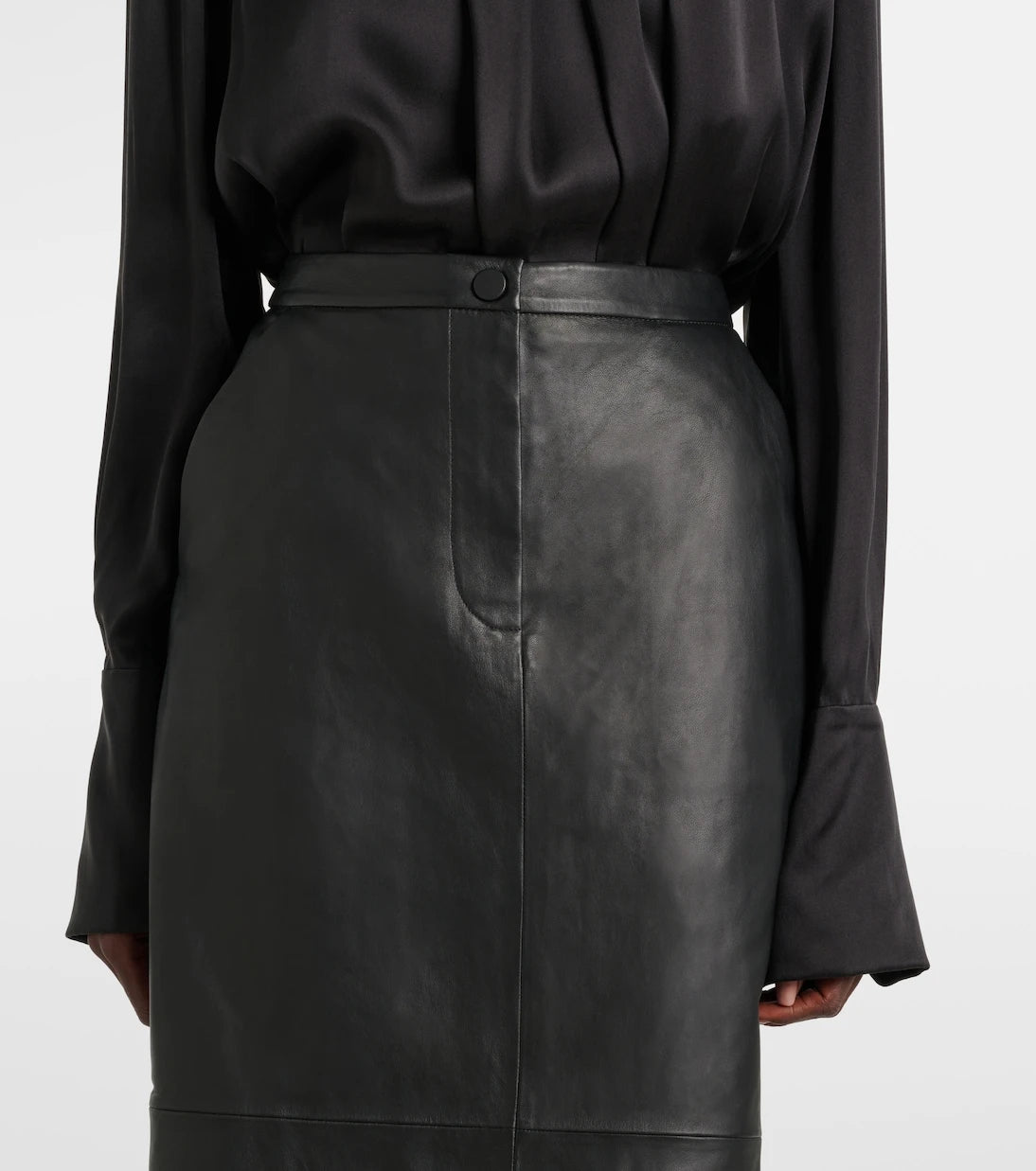 Yves Salomon - Leather midi skirt