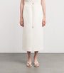 MAX&Co. White Cotton-Blend Jersey and Canvas Midi Skirt