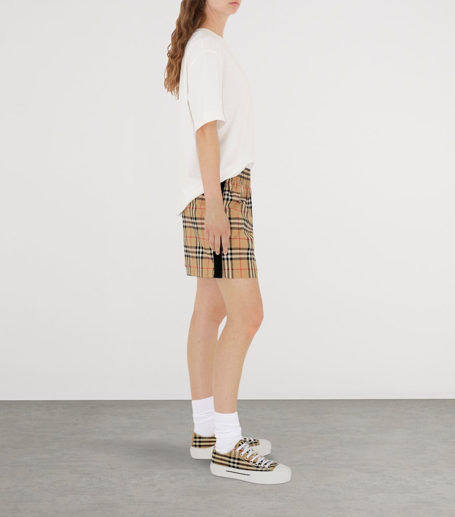 Burberry Beige Stretch-Cotton Check Shorts