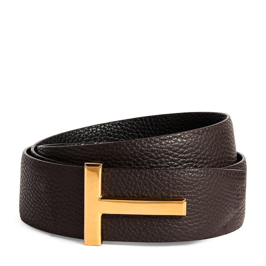 Leather Reversible T Icon Belt