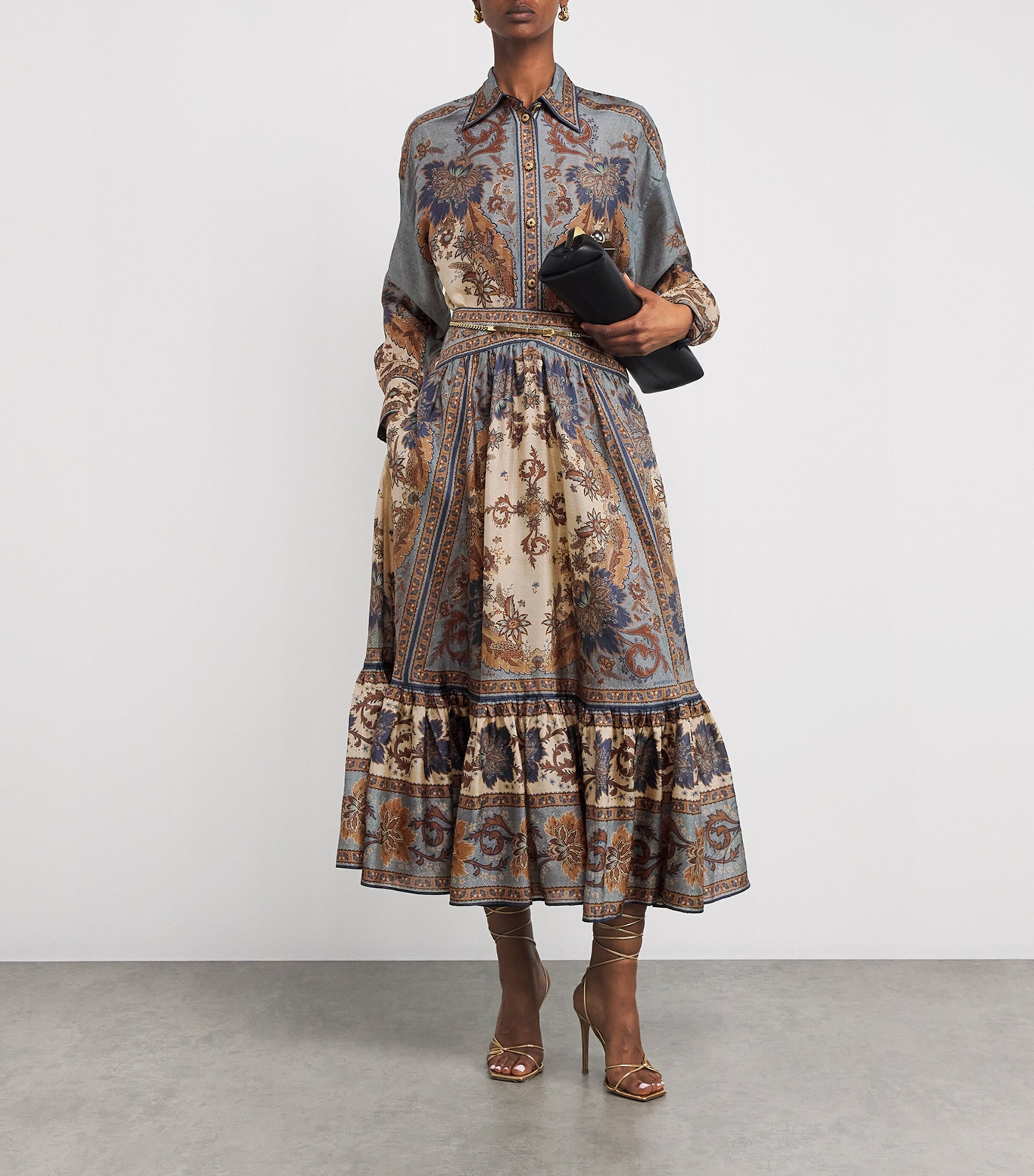 Multi Silk Floral Ascension Midi Skirt