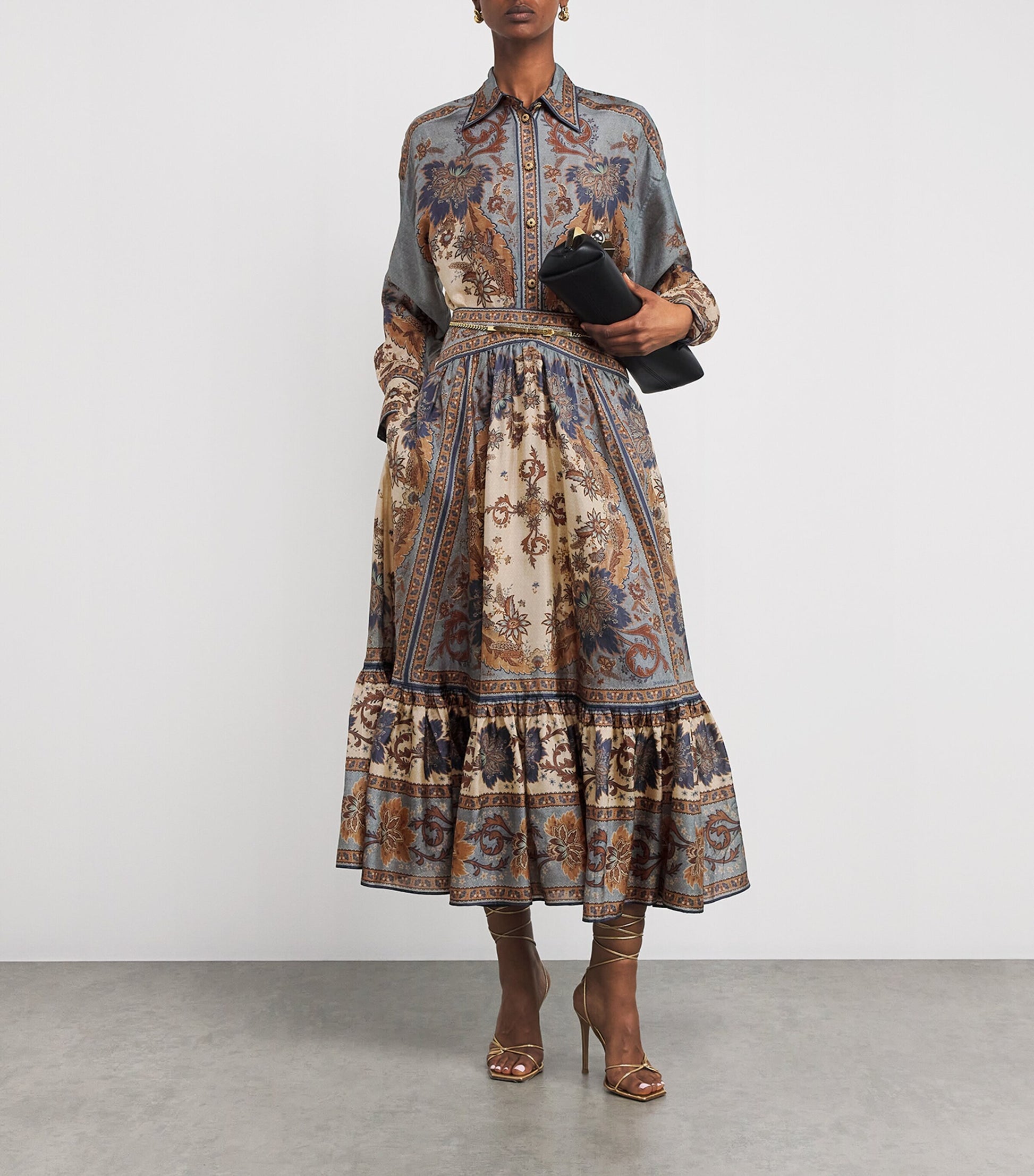 Multi Silk Floral Ascension Midi Skirt