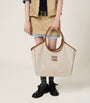 Neutral Large Canvas-Leather Ivy Tote Bag