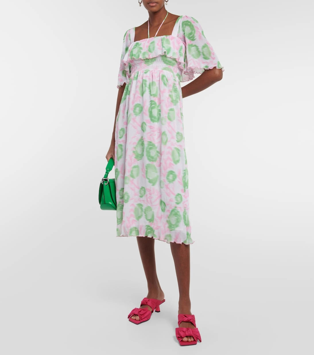 Ganni - Floral pleated georgette midi dress