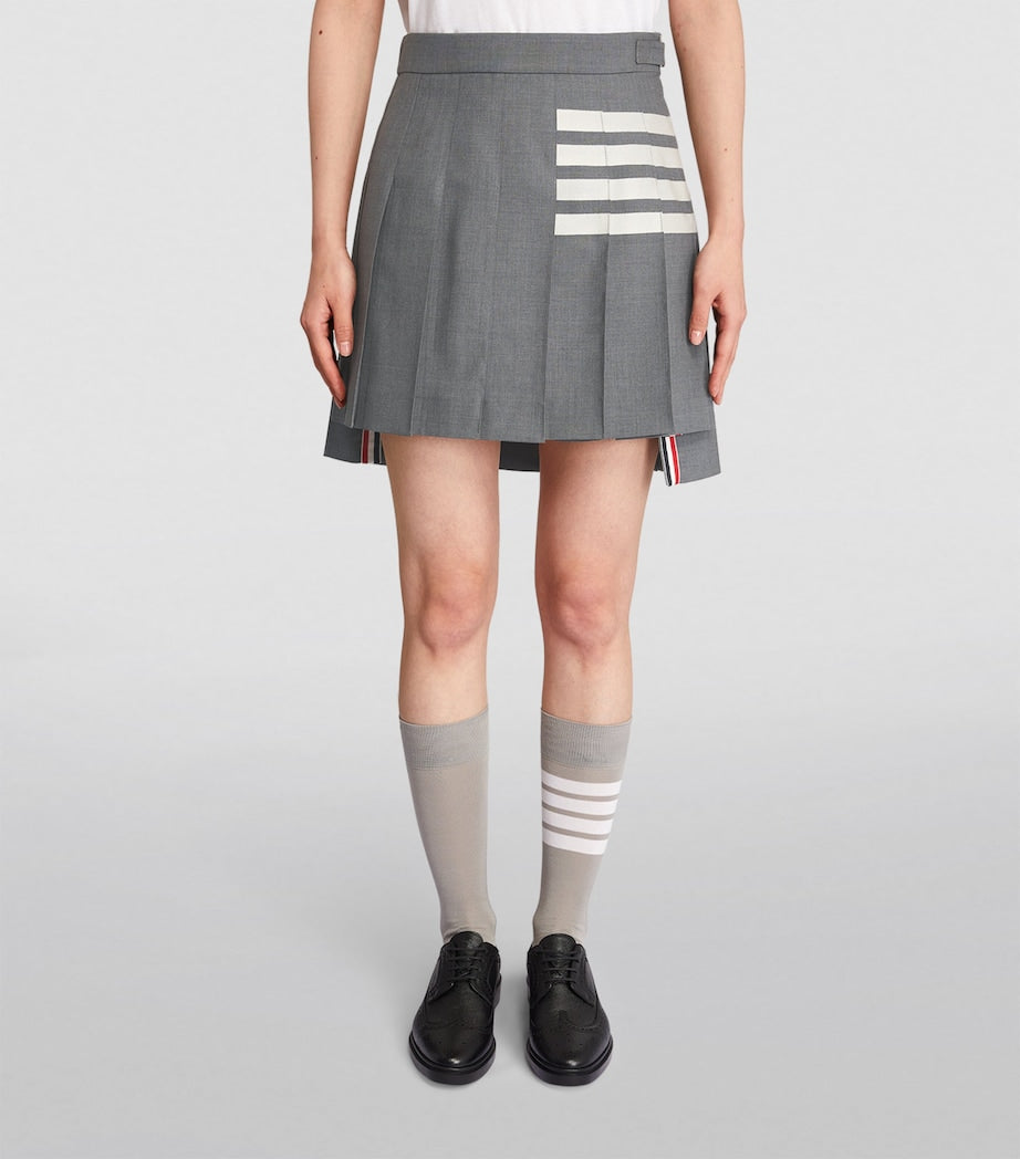 Thom Browne Grey Pleated Mini Skirt