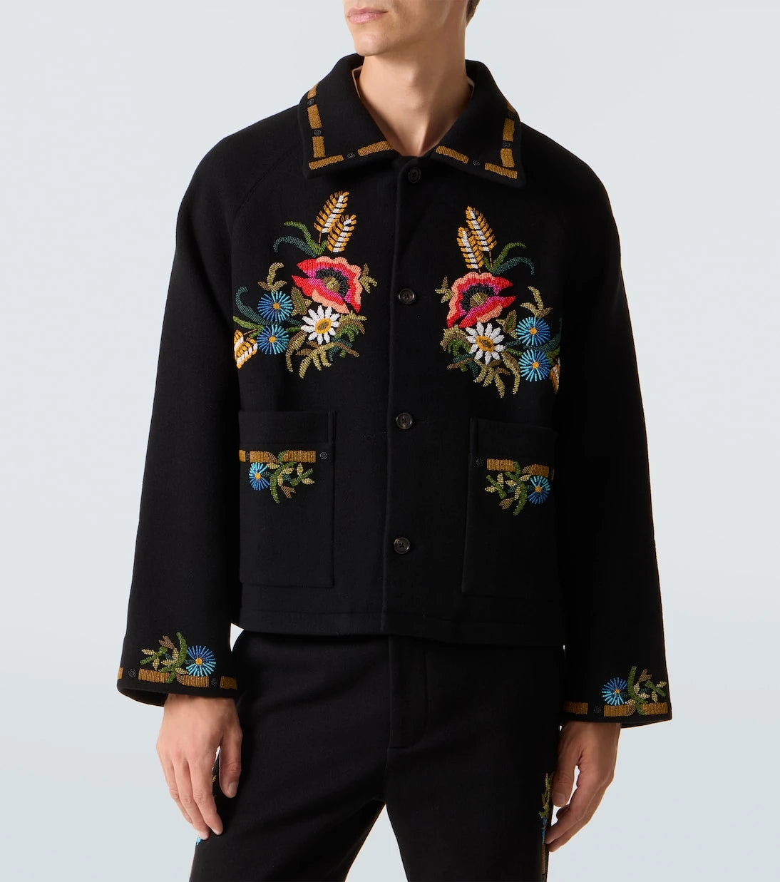 Bode - Beaded Aquitaine embellished wool jacket