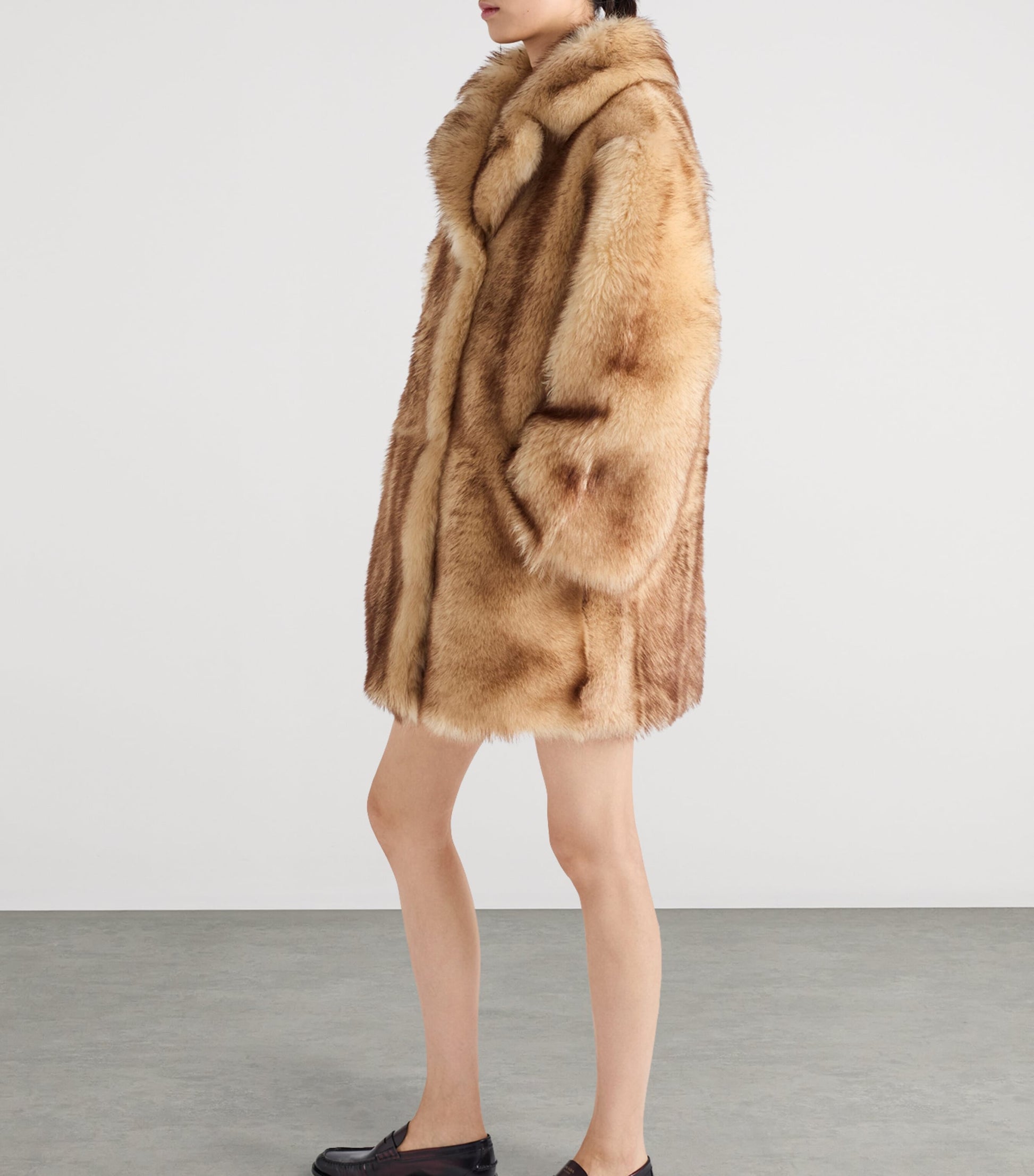 Prada Neutral Shearling Caban Jacket