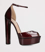 Casadei Burgundy Patent Leather Flora Platform Heels 140
