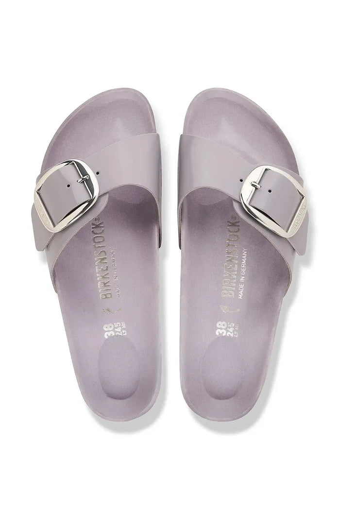 Birkenstock Kadın Deri Terlik Madrid Big Buckle Natural Leather Patent