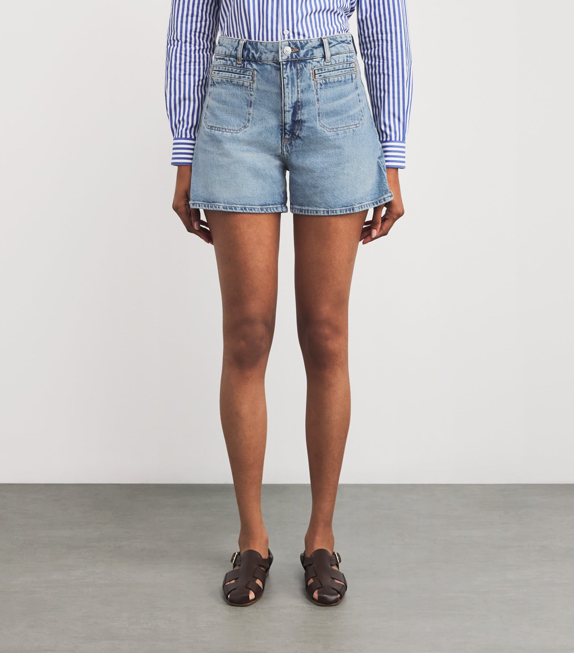 PAIGE Blue High-Rise Dani Denim Shorts