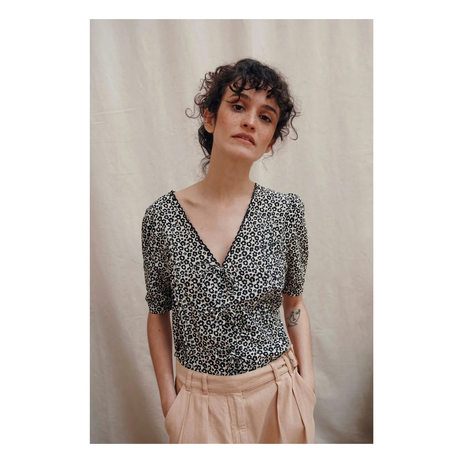 Emile et Ida - Blaise Leopard Blouse | Black