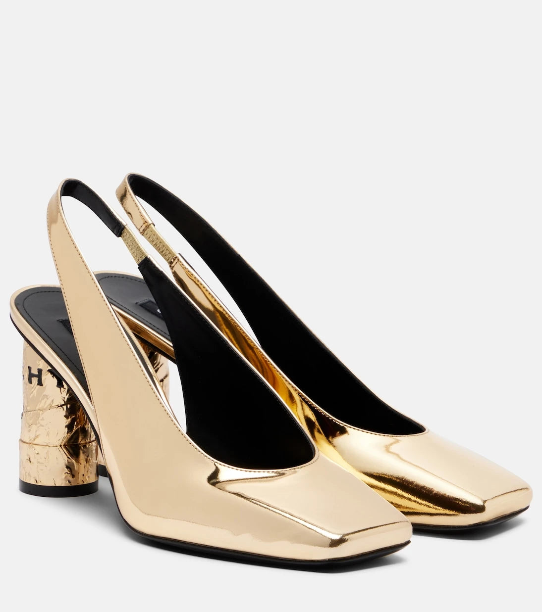 Givenchy - Tape mirrored leather slingback pumps