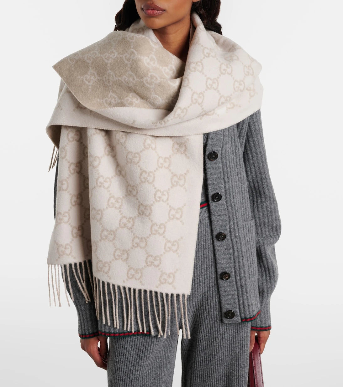 Gucci - GG fringed cashmere scarf
