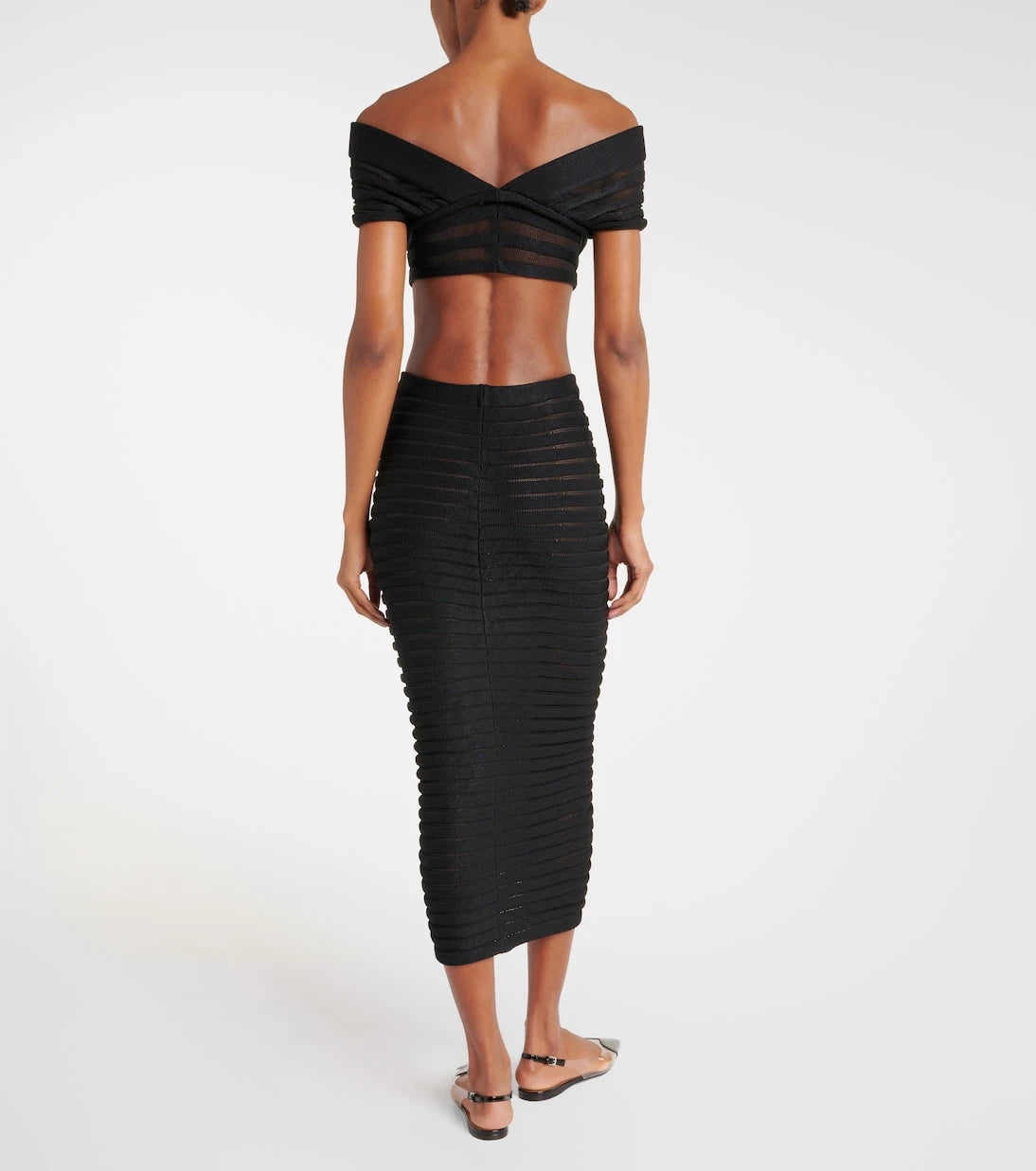 Alaïa - تنورة ميدي "سكيليتون" المحاكة