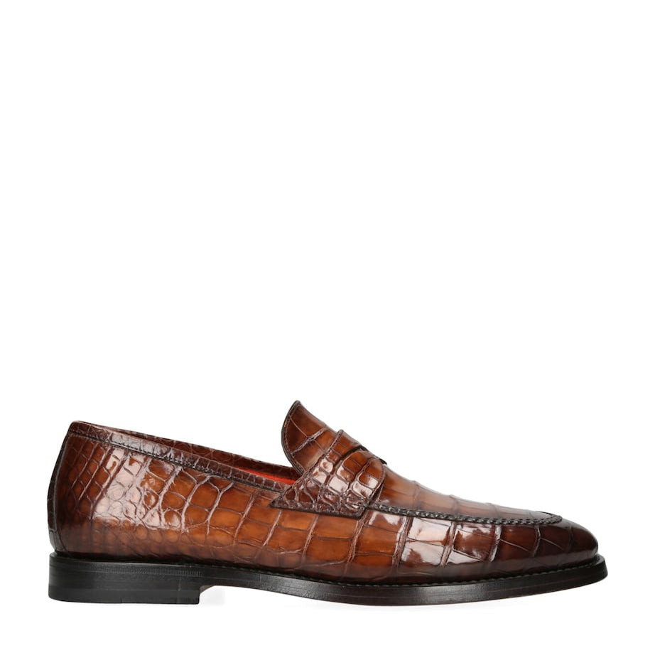 Crocodile Leather Carlos Penny Loafers