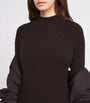 Johnstons Of Elgin Brown Cashmere-Blend Ribbed Midi Knitted Dress