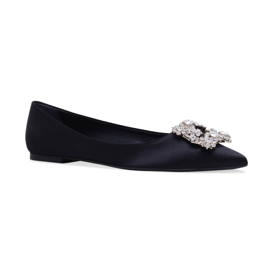 Satin Flower Strass Ballet Flats