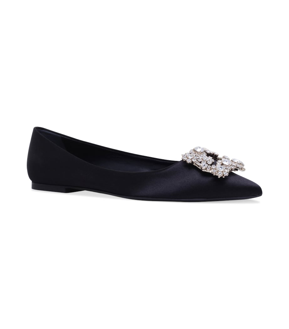 Satin Flower Strass Ballet Flats