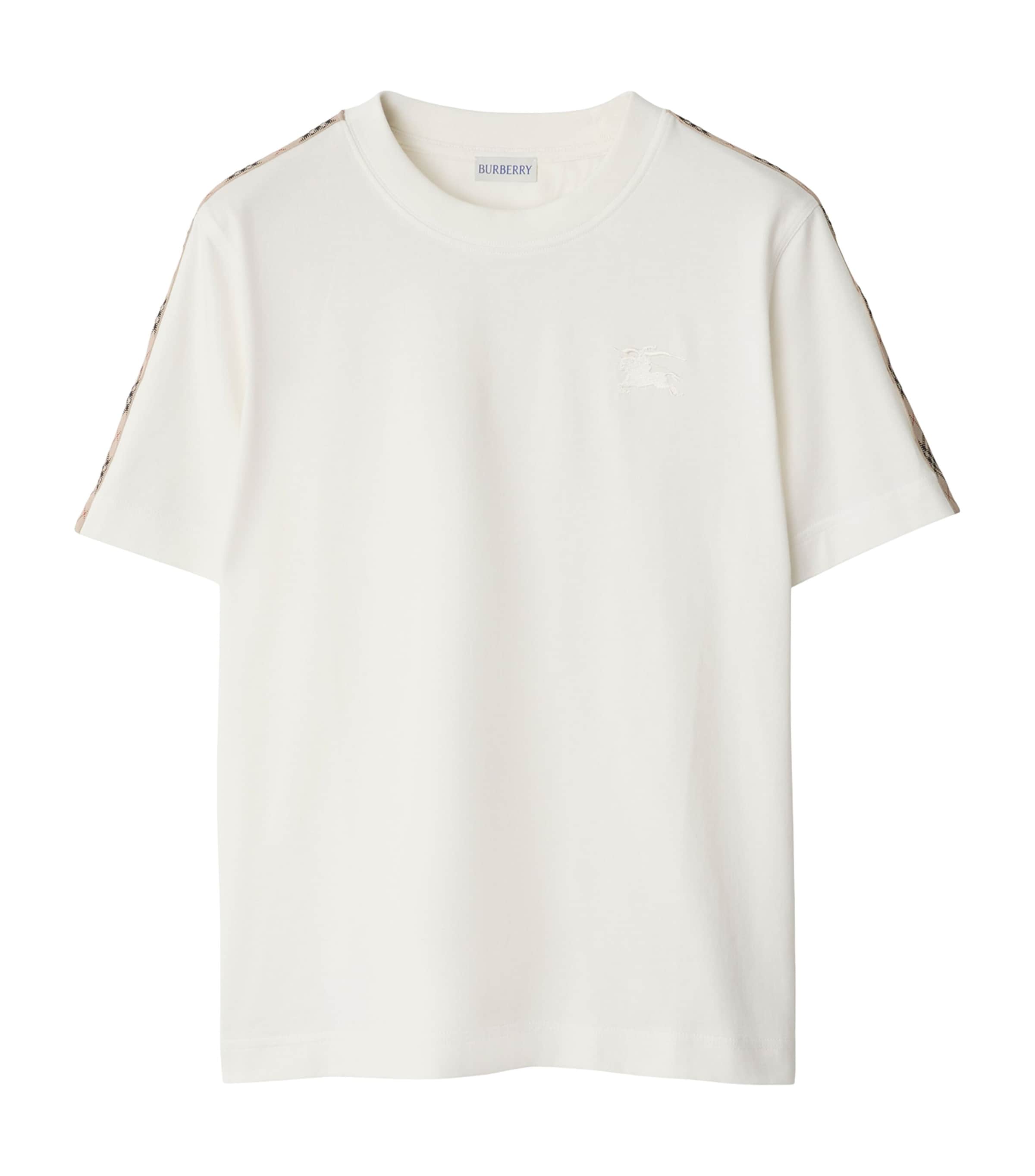 Ivory Cotton Stripe-Trim EKD T-Shirt