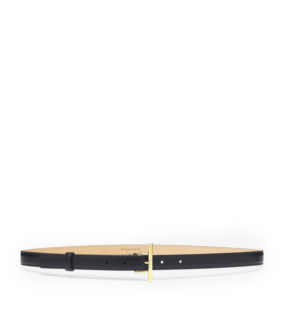 Black Leather T-Bar Belt