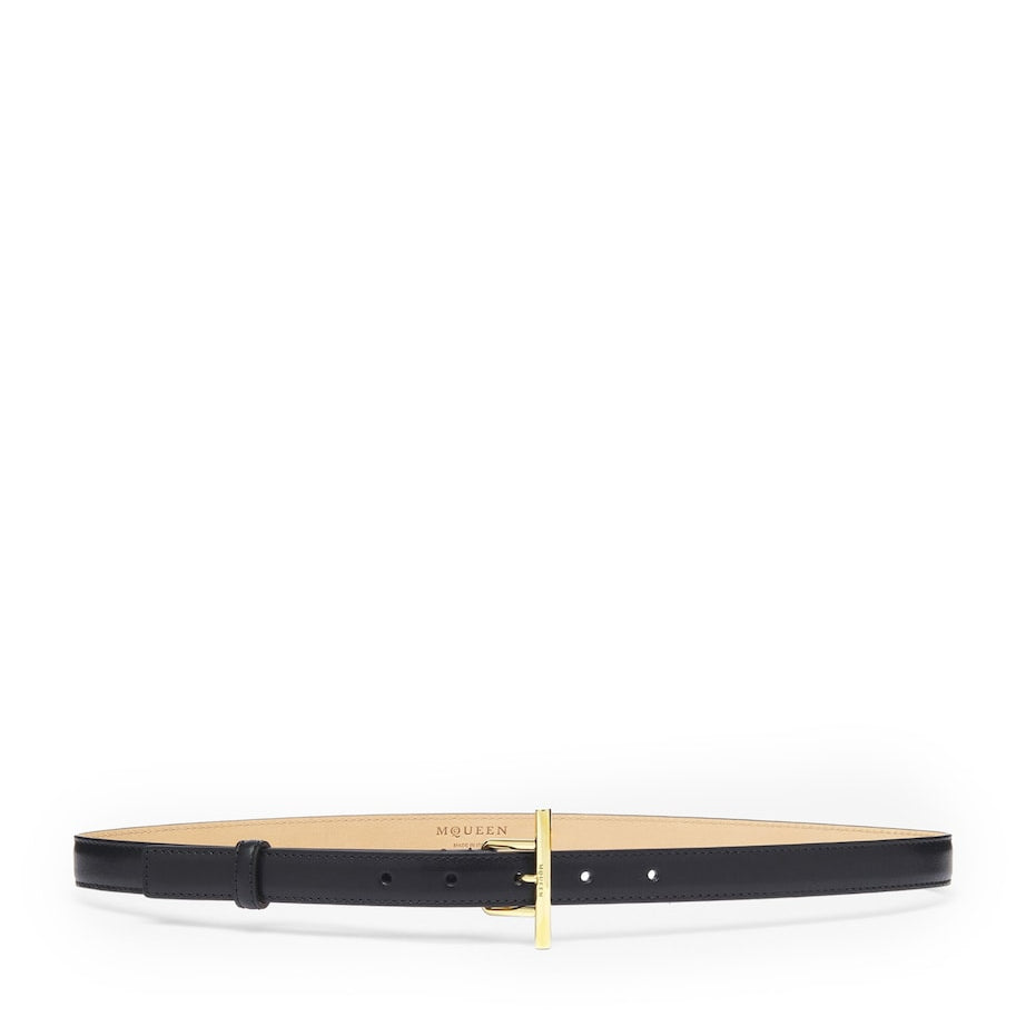 Black Leather T-Bar Belt