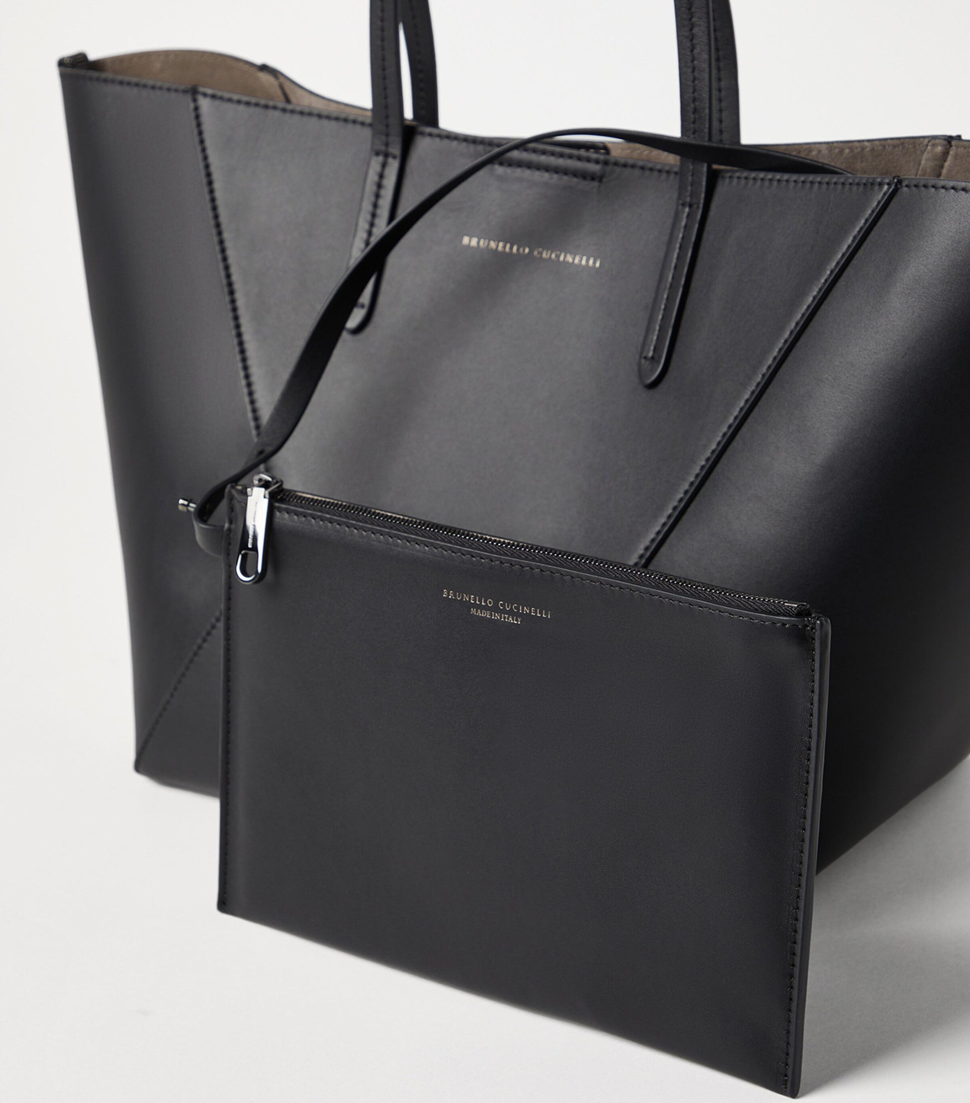 Brunello Cucinelli Small Calfskin BC Duo Tote Bag