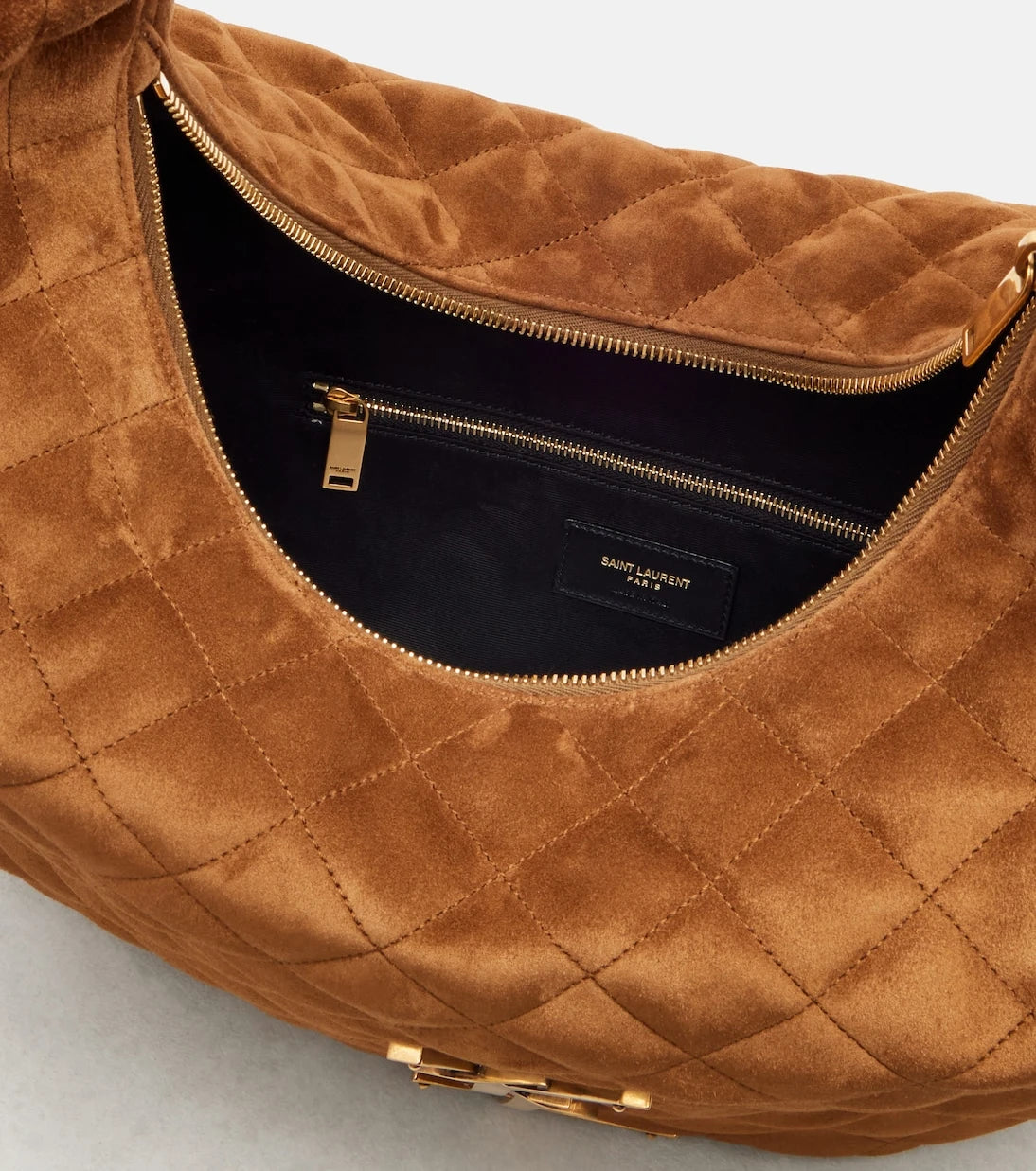 Saint Laurent - حقيبة كتف إيكاريه متوسطة من جلد الشمواه المبطّن