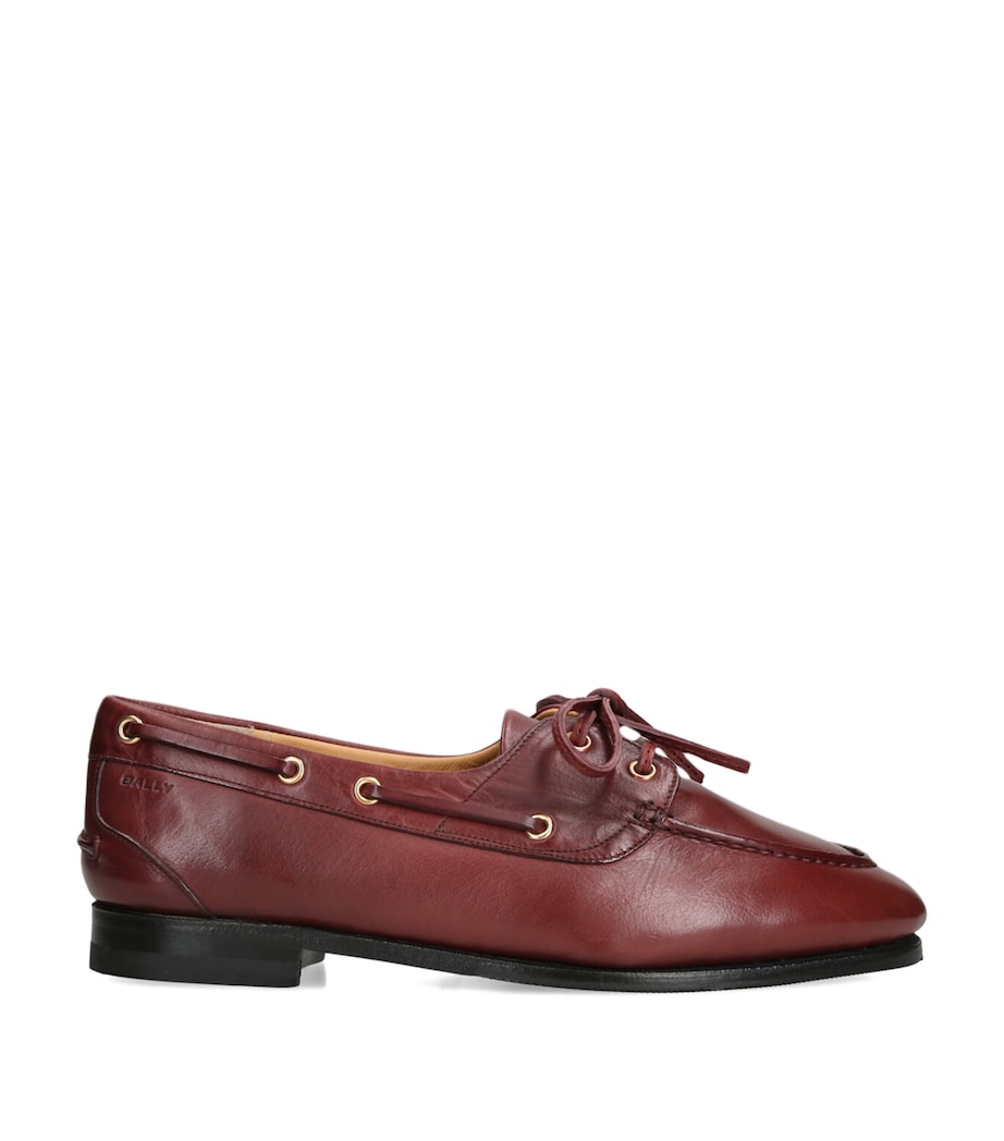 Bally Burgundy Leather Pathy Boat Shoes