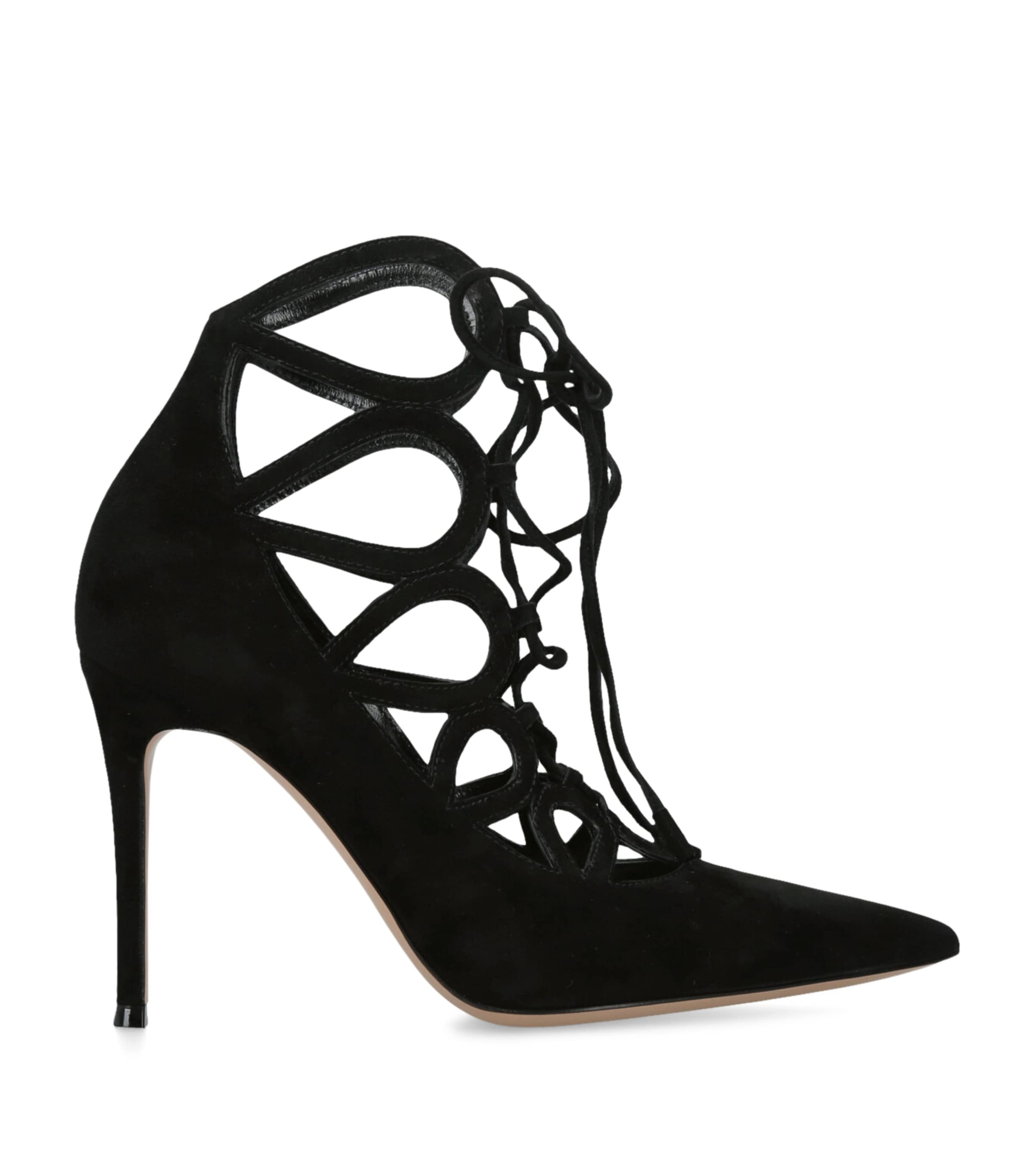 Gianvito Rossi Black Suede Tie-Up Pumps 95