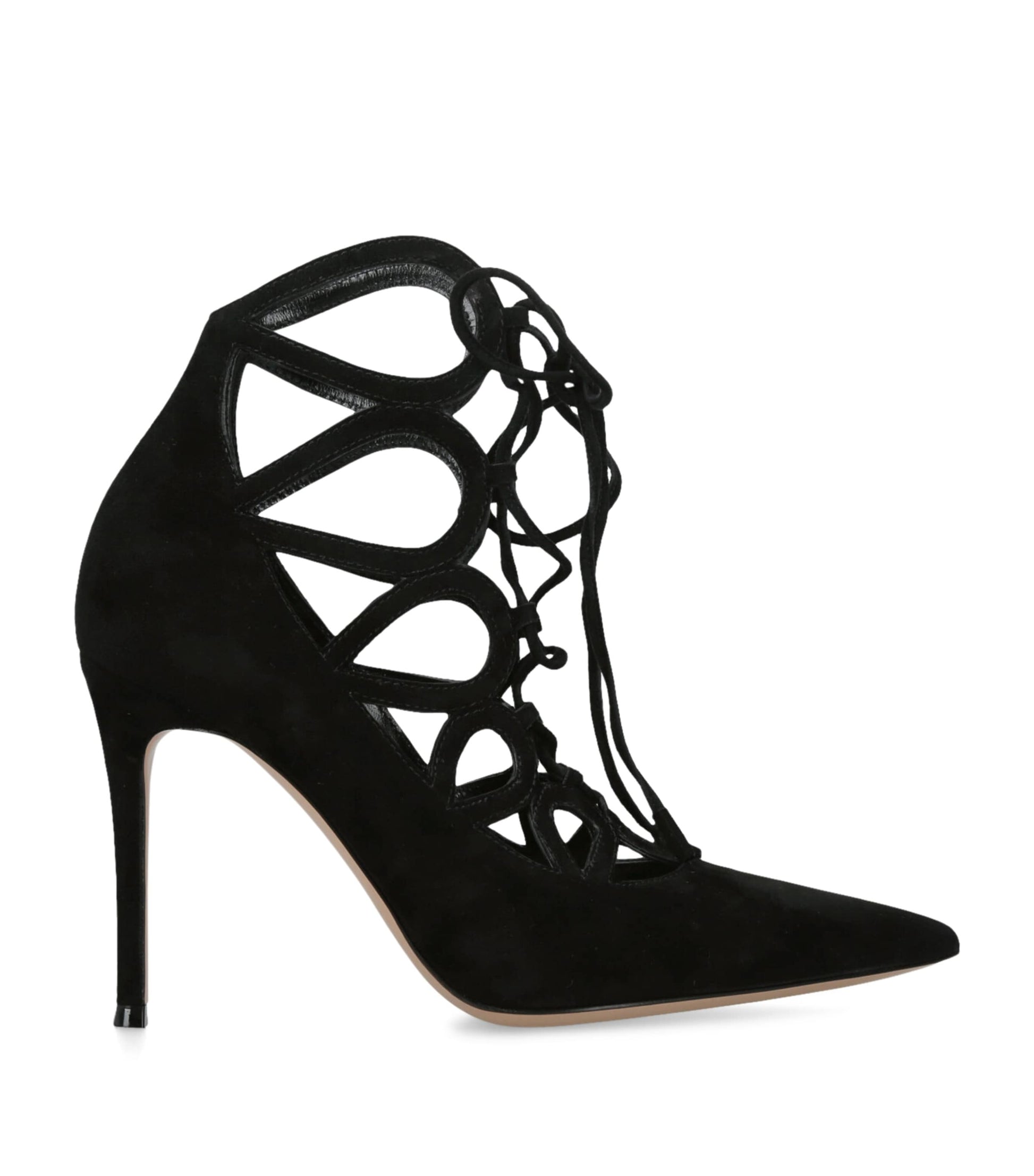 Gianvito Rossi Black Suede Tie-Up Pumps 95