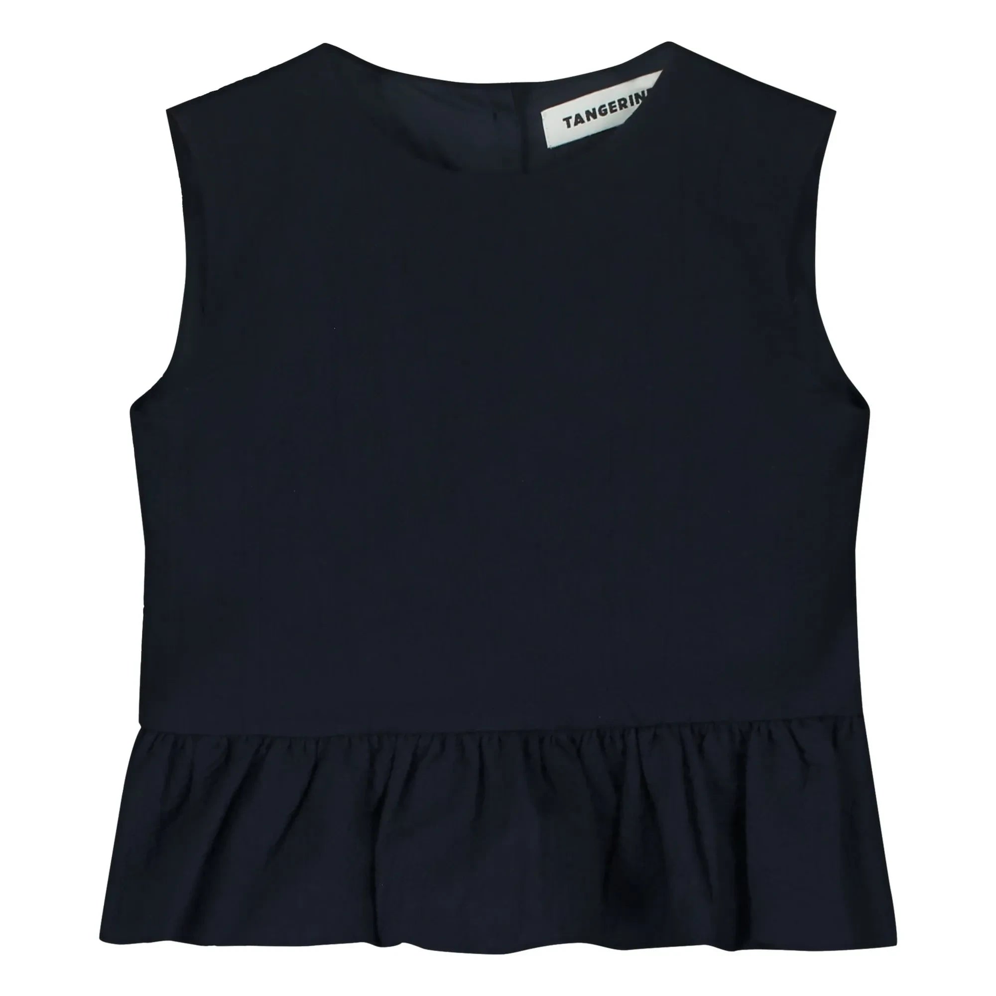 Tangerine - Sleeveless Ruffle Top | Dark Blue