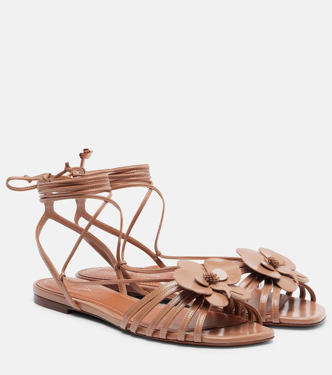 Zimmermann - Orchid floral-appliqué leather sandals