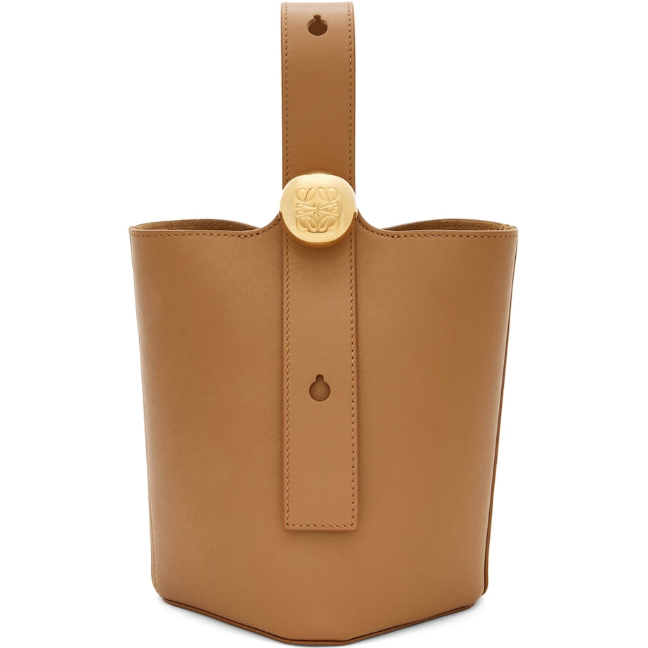 LOEWE Brown Mini Leather Pebble Bucket Bag