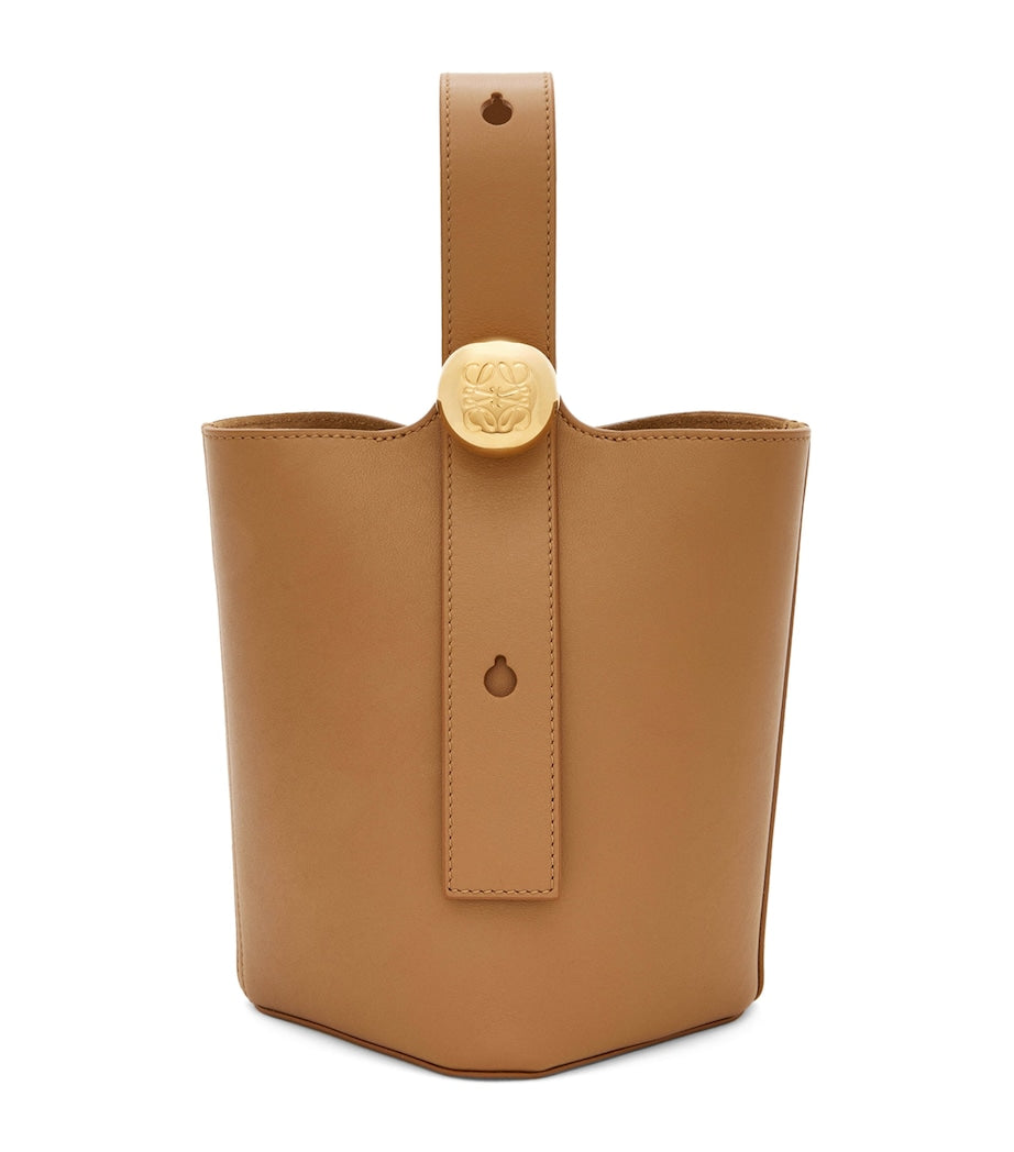 LOEWE Brown Mini Leather Pebble Bucket Bag