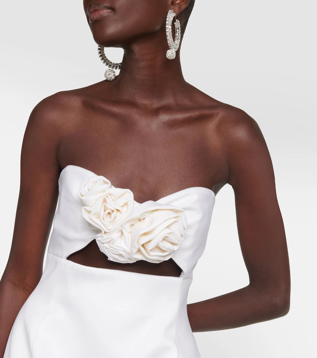 Magda Butrym - Floral-appliqué wool bustier dress