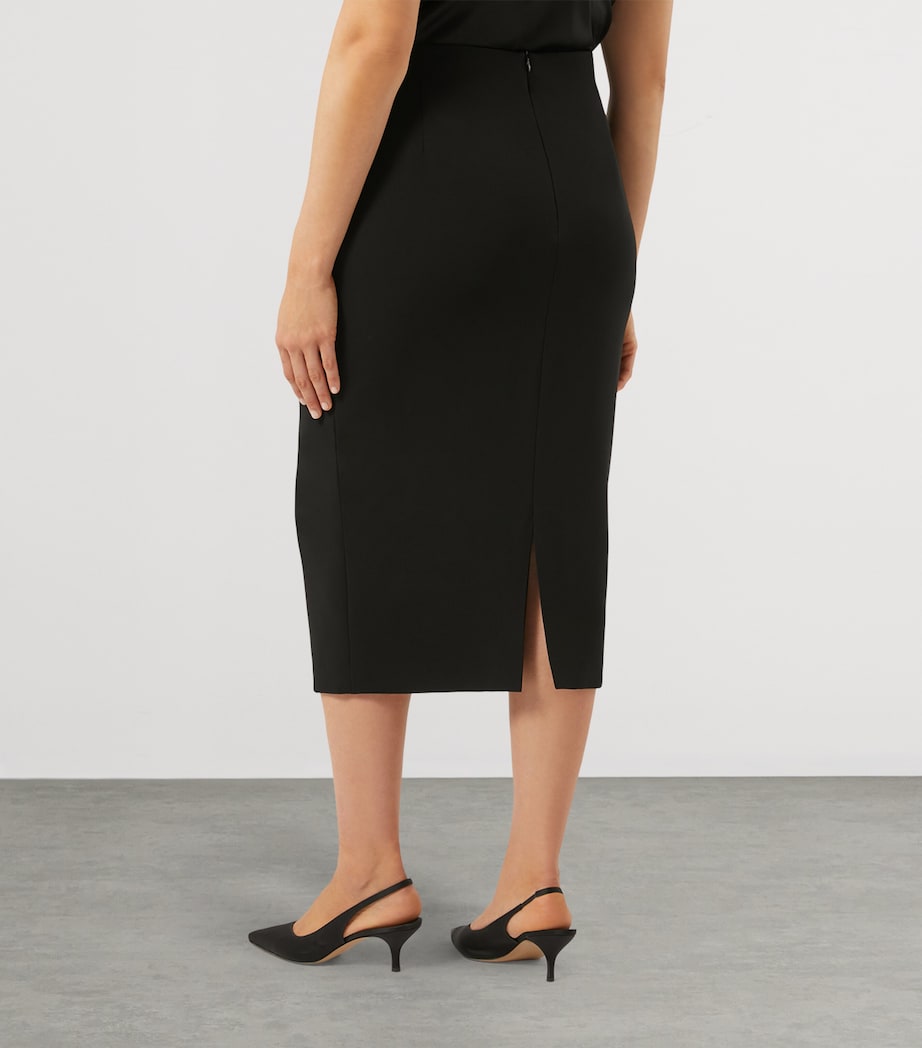 Marina Rinaldi Black Cady Pencil Midi Skirt