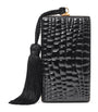Patent Leather Croc-Embossed Paloma Box Clutch Bag
