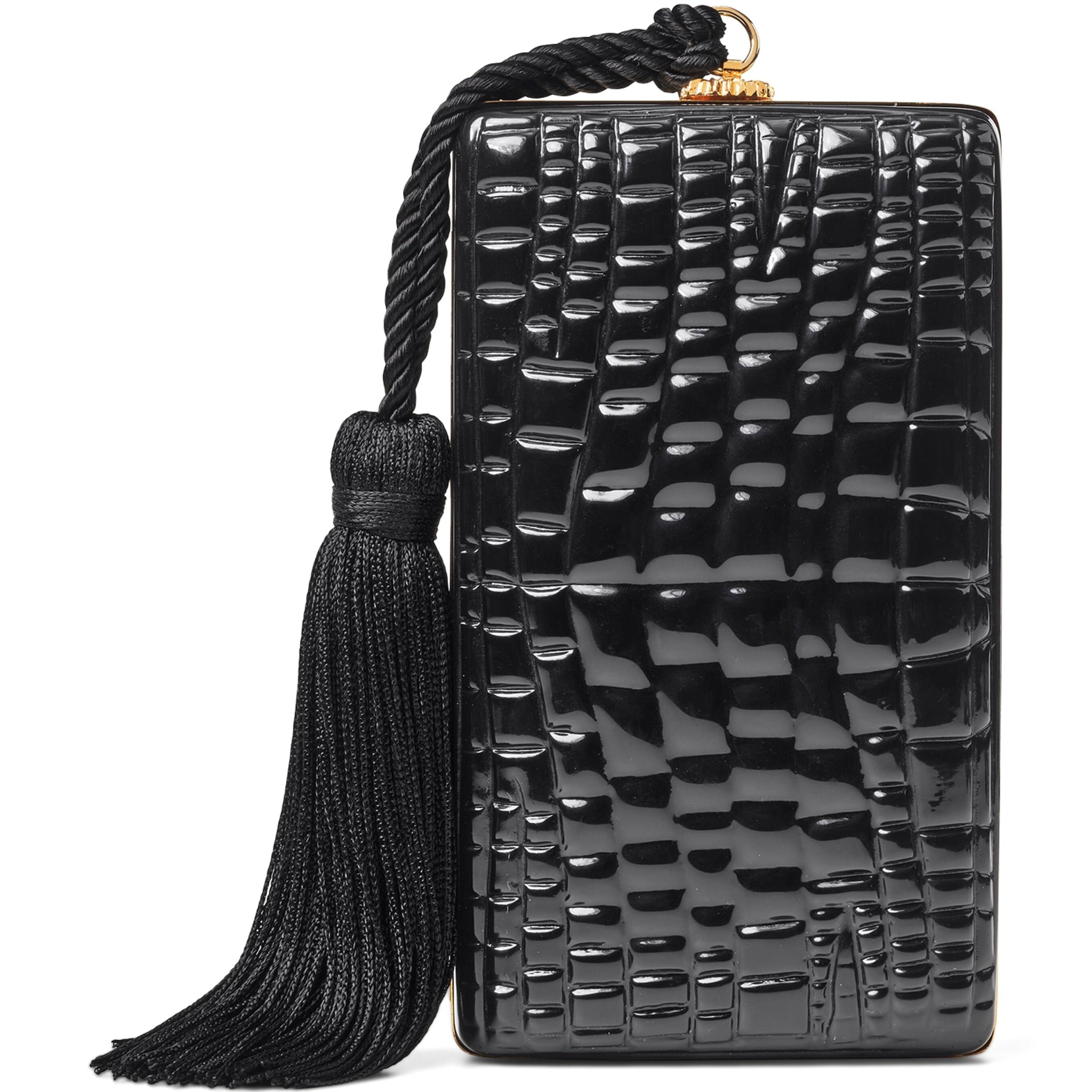 Patent Leather Croc-Embossed Paloma Box Clutch Bag