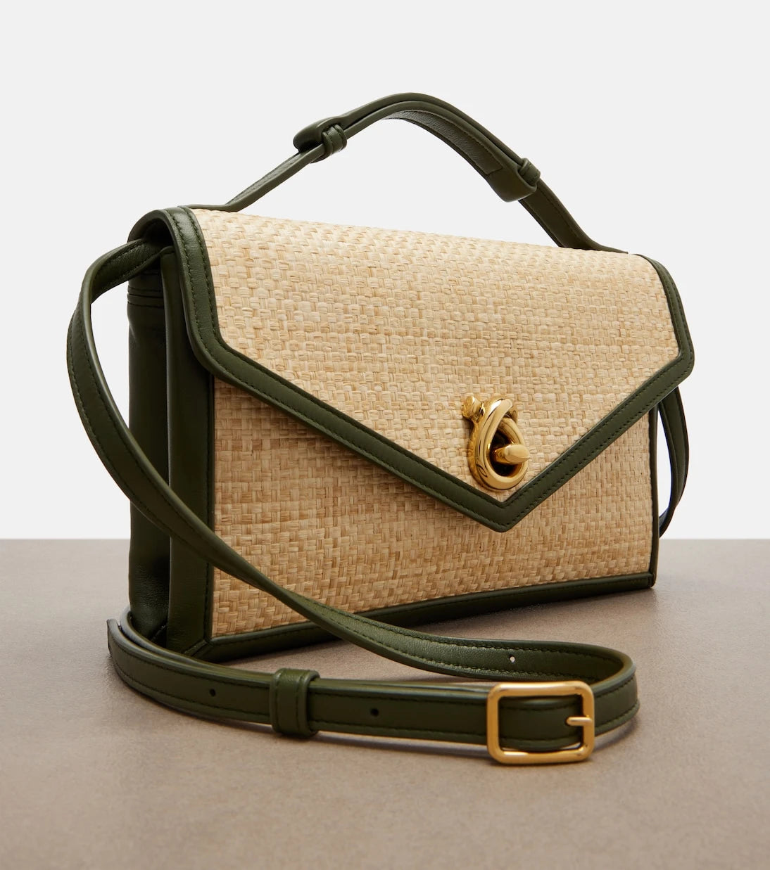 Bottega Veneta - Knot Lock Medium raffia top-handle bag
