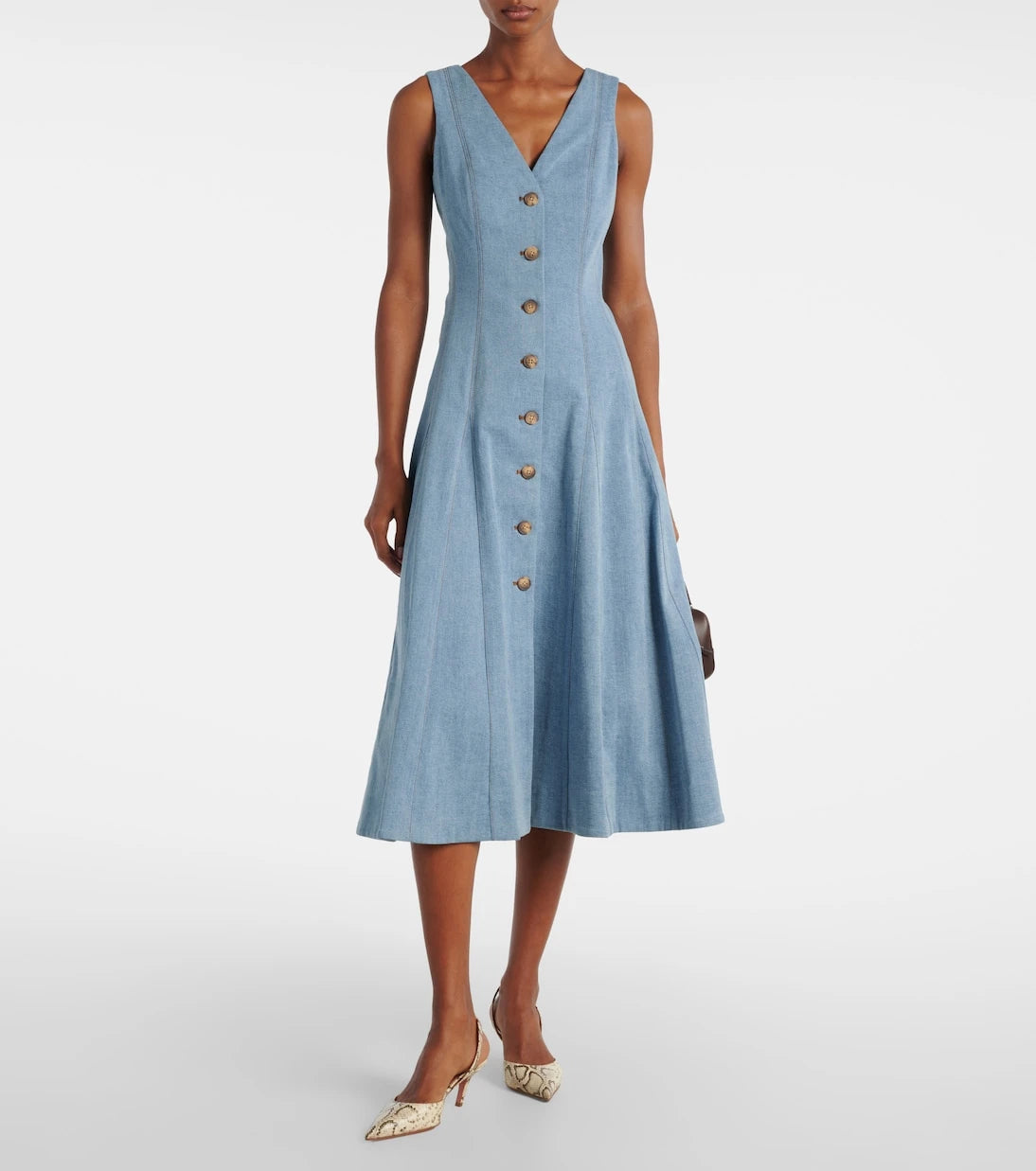 Veronica Beard - Lou pleated denim midi dress
