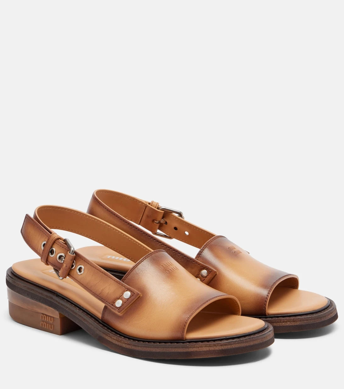 Miu Miu - Leather slingback sandals