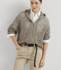 Brown Dazzling Netted Hooded Cardigan