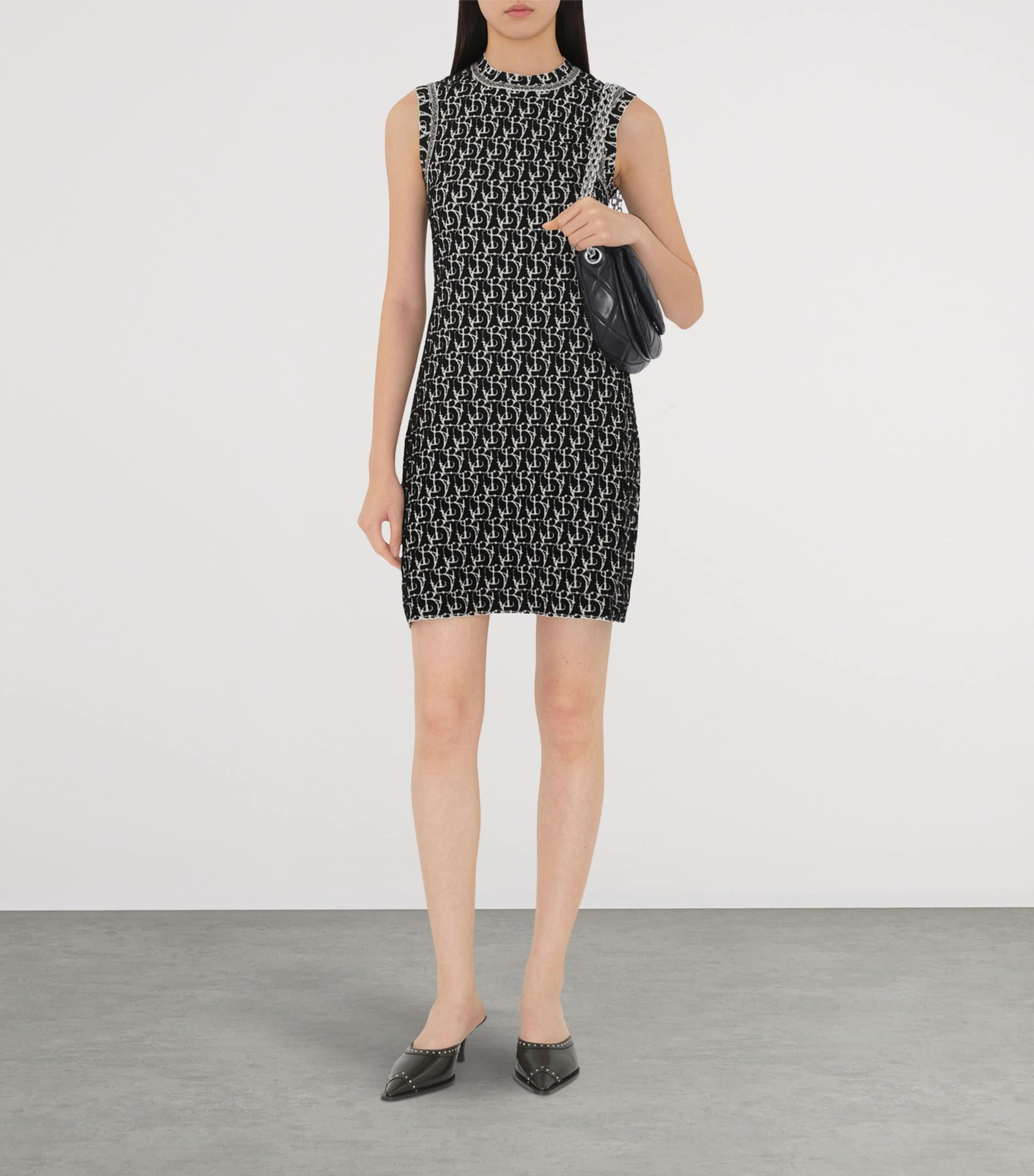 Wool-Blend B Charm Mini Dress BLACK IP PTTRN