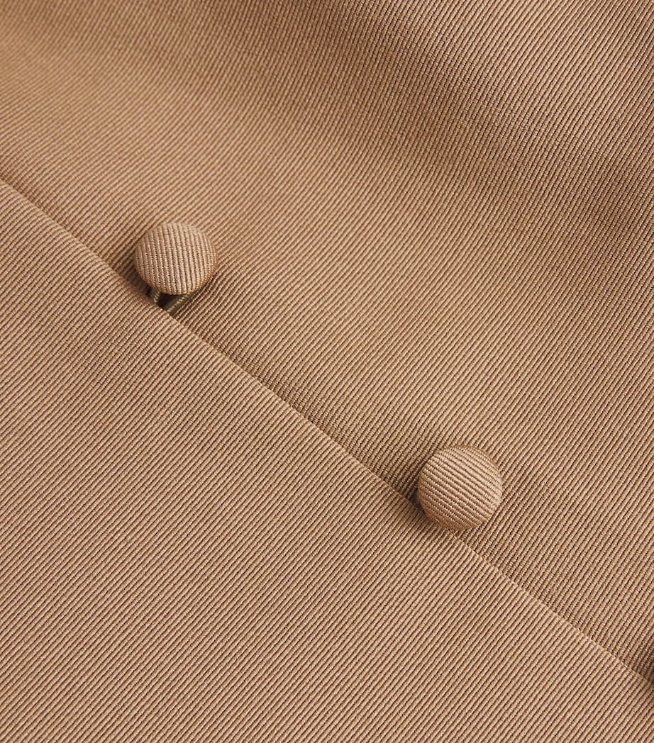 STAUD Beige Cotton-Blend Halterneck Stella Maxi Dress