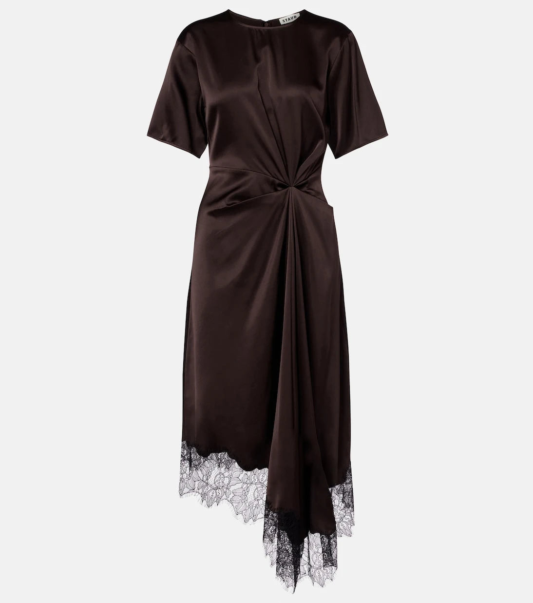 Staud - Sonoma lace-trimmed silk-blend midi dress