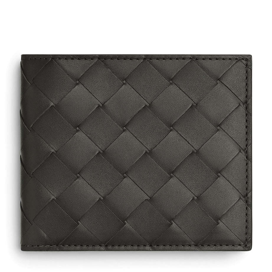 Bottega Veneta Black Leather Intrecciato Bifold Wallet
