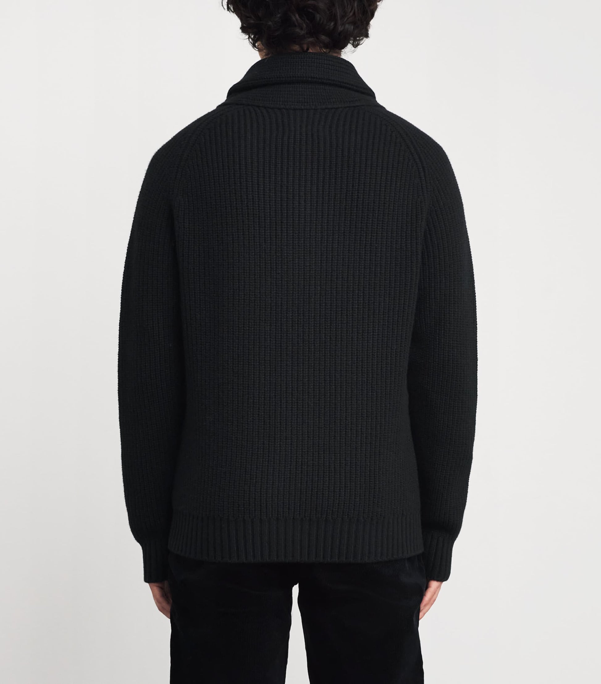 Black Cashmere Shawl-Collar Cardigan