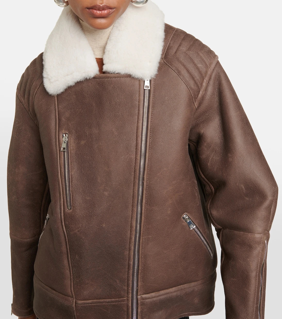 Blancha - Shearling-trimmed leather jacket