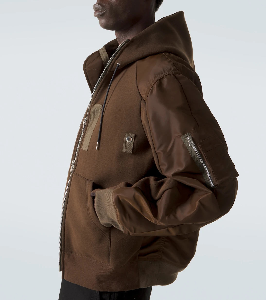Sacai - Cotton-blend and twill hoodie